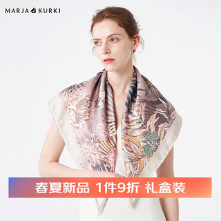 玛丽亚.古琦（玛丽亚古琦 MARJA KURKI）真丝女大方巾礼盒装 高档桑蚕丝围巾丝绸 舞者 棕色