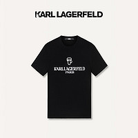 Karl Lagerfeld卡尔拉格斐2024春夏款KL刺绣T恤老佛爷男241N2011 黑色 54