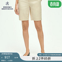 布克兄弟（BrooksBrothers）女士24早春简约高腰复古休闲短裤 B105-米色 8