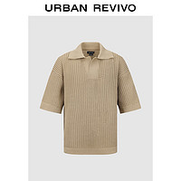 UR2024夏季男装时尚慵懒镂空纹理休闲短袖针织T恤UMF940022 卡其_14 XL
