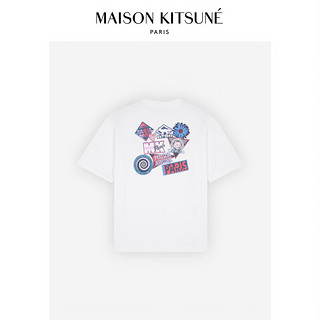 Maison Kitsune 男女同款 SS24春夏拼贴狐狸系列印花圆领T恤 P100【白色】 S