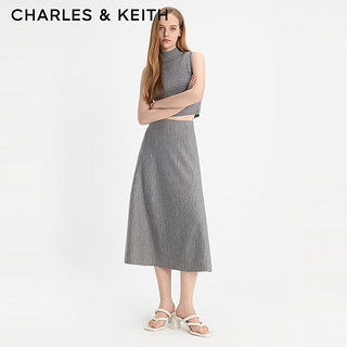 CHARLES&KEITH24春季方头高跟夹趾时装凉拖鞋女CK1-60361505 粉白色Chalk 37