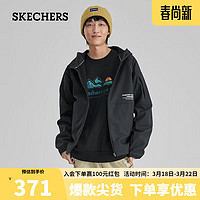 SKECHERS 斯凯奇 休闲运动服加绒外套户外上衣P423M116 碳黑/0018 M