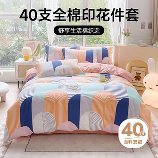 Letsleep 绘睡 床上四件套 100%纯棉 床单枕套全棉印花被套200*230cm 炫彩格调