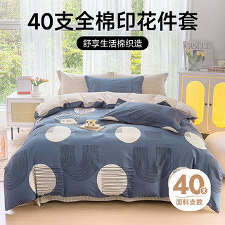 Letsleep 绘睡 床上四件套 100%纯棉 被套床单枕套全棉印花被套200*230cm 波尼亚