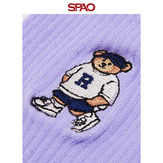 SPAO【小熊Woodie】SPAO女中筒袜冬刺绣袜子SPAYDA3A11 浅蓝色 均码