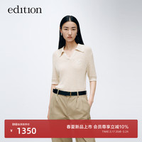 edition针织衫女2024春长绒棉小众肌理感Polo领针织上衣 米杏色 S/160