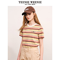 TEENIE WEENIE TeenieWeenie小熊春夏条纹撞色潮圆领宽松休闲短袖t恤女