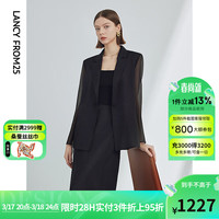 朗姿复古法式设计感小众气质高级感外套女2024年夏季休闲西装 黑色 L