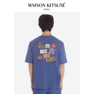 Maison Kitsune 男女同款 SS24春夏拼贴狐狸系列印花圆领T恤 P433【蓝色】 L