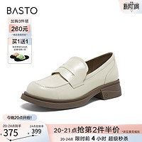 BASTO 百思图 2024春季商场新款一脚蹬乐福鞋小皮鞋粗跟女单鞋TX221AA4