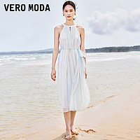 Vero Moda【轻盈裙】连衣裙2024春夏长款A字网纱挂脖裙度假风