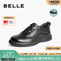 BeLLE 百丽 男鞋酷雅商务皮鞋商场同款牛皮免系带休闲皮鞋8AK01CM3 黑色 39