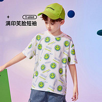 ASK junior ASKjunior男童短袖T恤2024夏季新品薄款儿童笑脸满印休闲跑步T恤