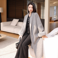 段小姐2024早春高级感双面羊驼毛大衣女呢绒真狐狸毛外套显瘦