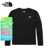 北面（The North Face）长袖T恤圆领卫衣女秋冬户外休闲吸湿透气柔软亲肤套头打底衫 JK3/黑色 M/160