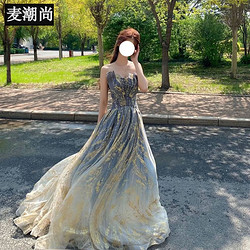 麦潮尚 晚礼服裙女宴会气质轻奢小众高端感仙气学生声乐艺考主持演出 图片色长款 S