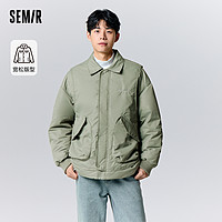 Semir 森马 外套男2023冬季新款翻领飞行员薄棉夹克时尚气质温暖宽松上衣