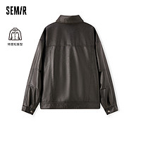 Semir 森马 [商场同款]森马夹克男2024春季新款复古质感PU仿皮衣外套oversize