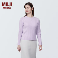 無印良品 MUJI(無印良品 )女式 使用大豆纤维罗纹织圆领毛衣长袖女款 早春BA1OFA4S 浅紫色 L(165/88A)