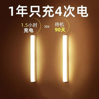 博朗尔人体感应灯带充电小夜灯起夜卧室床头灯氛围夜光灯可磁吸酷毙灯 充电感应款-无极调光-白光30CM
