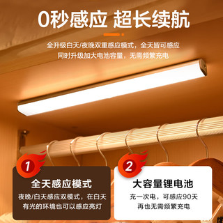 博朗尔人体感应灯带充电小夜灯起夜卧室床头灯氛围夜光灯可磁吸酷毙灯 充电感应款-无极调光-白光30CM