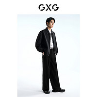 GXG 男装 黑色简约夹克外套拼接牛仔翻领休闲时尚 2023年春季新品