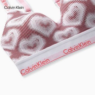 Calvin Klein内衣【摩登引力带】24春夏女甜蜜桃心满印轻运动背心文胸QF7802 LNN-珊瑚红 L