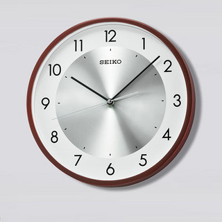 SEIKO日本精工时钟挂墙钟表12英寸挂钟仿木纹边框铝制钟面客厅卧室挂表 QXA615B