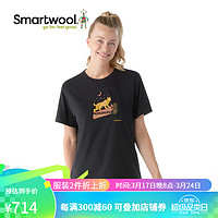 SMARTWOOLSmartwool男女运动短袖美利奴图案T恤吸湿羊毛印花短袖2456 黑色2459-001 S