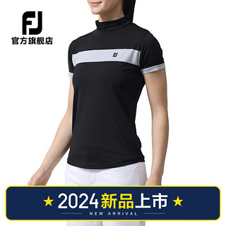 FootJoy高尔夫服装女装FJ春夏女士短袖套头衫运动舒适透气短袖T恤 81944-黑/灰 M