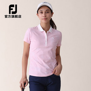 FootJoy高尔夫服装女士FJ短袖POLO衫夏季运动舒适防晒短袖翻领T恤衫 浅粉81940 M