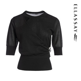 歌力思（ELLASSAY）2024夏季月影纱时尚高级质感毛针织衫女EWF352M01500 经典黑（3.27） XS