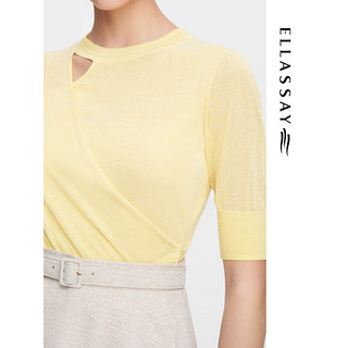 歌力思（ELLASSAY）2024夏季月影纱时尚高级质感毛针织衫女EWF352M01500 鹅黄色（3.27） M