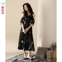 家乐芬睡裙女睡衣裙子夏季夏天夏款丝绸短袖薄款长款大码可出门外穿 A824