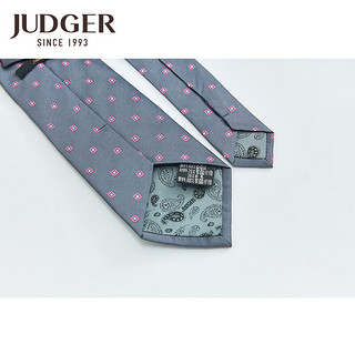 庄吉（Judger）桑蚕丝领带口袋巾套装男士商务休闲8CM格子刺绣真丝 蓝色 大头宽8厘米