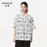 幻走(MOVEUP)2024春季.FUN系列趣味猫咪设计师纯棉中长款衬衫女 栀子白 S