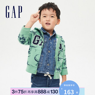 Gap男幼童恐龙汽车印花卫衣749379秋连帽衫 绿色 90cm(2岁)