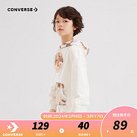 Converse匡威儿童装男童连帽卫衣秋季撞色休闲时尚3-14岁长袖迷彩上衣 羽白色 110/56