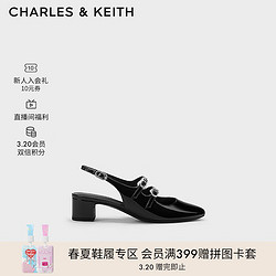 CHARLES & KEITH CHARLES&KEITH24春季漆皮玛丽珍粗跟包头凉鞋子女鞋女士CK1-60920370-1 Black Box黑色 37