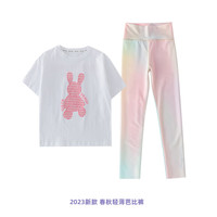 优优1点(Yoyo one)女童打底裤春秋外穿长裤儿童瑜伽鲨鱼裤春季大童速干运动芭比裤子 9921+9567(套装) 130cm