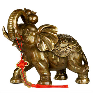 宏图好运 铜大象摆件一对铜象工艺品电视酒柜办公室客厅玄关开业礼品