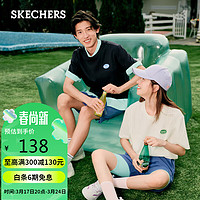 SKECHERS 斯凯奇 男女情侣同款运动速干短袖休闲印花潮流宽松圆领T恤衫L223U044