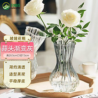 吕姆克 花瓶玻璃富贵竹百合玫瑰花瓶插花渐变灰色创意摆件花瓶水养5210