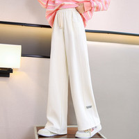 优优1点（Yoyo one）女童裤子春秋2024儿童阔腿裤窄版女大童香蕉裤洋气春装直筒裤 15046米杏色 170cm