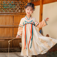 汪小荷童装24春季汉服女童中国风连衣裙高端唐装中式国风 粉色 110L