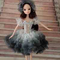 薇欧漫芭比衣服礼服6分娃娃婚纱衣服 车载娃娃 礼服服装 多款 30厘米st 灰色 芭比尺寸没有娃