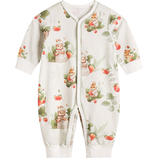 Kordear婴儿衣服春季宝宝中开连体衣新生儿纯棉哈衣爬爬服春装 水彩兔 80cm