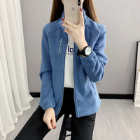Simboo时尚开衫抓绒衣男女卫衣款摇粒绒外套加绒上衣加厚内胆保暖 yr669牛仔兰-女 XL