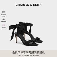 CHARLES & KEITH CHARLES&KEITH24;春新款CK1-61720177一字带缎面蝴蝶结绑带高跟鞋